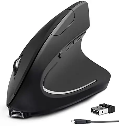 ANNMETER Wireless Mouse, Vertical Ergonomic Optical Mouse 2.4GHz Rechargeable Mice with Adjustable DPI 800/1200 /1600 for Laptop, Desktop, PC, MacBook.