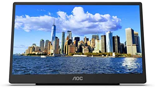 AOC 16T2 15.6″ Full HD (1920 x 1080) Touch-enabled portable IPS monitor, USB-C and Micro HDMI inputs, Built-in battery, Stereo speakers, SmartCover, AutoPivot, VESA. For laptops, PC, Mac, consoles