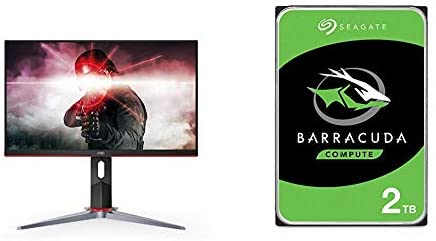 AOC 27G2 27″ Frameless Gaming IPS Monitor – Black/Red & Seagate Barracuda 2TB Internal Hard Drive HDD – 3.5 Inch SATA 6Gb/s 7200 RPM 256MB Cache 3.5-Inch – Frustration Free Packaging (ST2000DM008)
