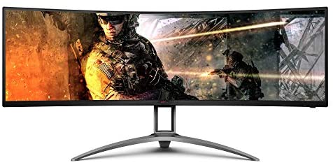 AOC AGON Curved Gaming Monitor 49″ (AG493UCX), Dual QHD 5120×1440 @ 120Hz, VA Panel, 1ms 120Hz Adaptive-Sync, 121% sRGB, Height Adjustable, 4-Yr Zero Dead Pixels Manufacturer Guarantee