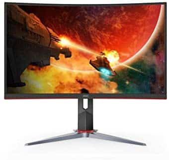 AOC C32G2 32″ Curved Frameless Gaming Monitor FHD, 1500R Curved VA, 1ms, 165Hz, FreeSync, Height adjustable, 3-Year Zero Dead Pixel Policy, Black