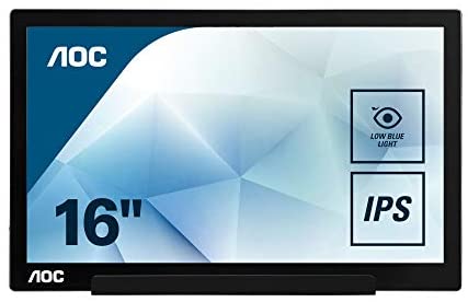 AOC I1601FWUX 15.6″ USB-C powered portable monitor, extremely slim, Full HD 1920×1080 IPS, SmartCover, AutoPivot (for devices w/ USB-C DP Alt Mode only)