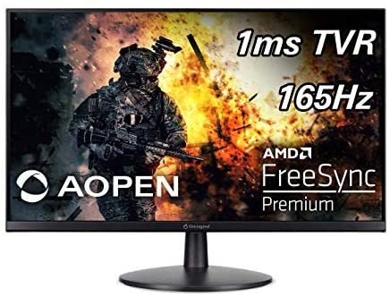 AOPEN 24MV1Y Pbmiipx 23.8″ Full HD (1920 x 1080) Gaming Monitor | AMD FreeSync Premium Technology | Up to 165Hz | 1ms TVR | 2 x HDMI Ports & 1 x Display Port, Black