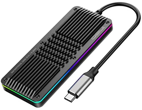 APRIME ineo 1TB USB-C Rugged External M.2 NVMe SSD IP66 Waterproof with RGB Gaming Lighting Compatible with PC, Mac & PS5 (1TB)