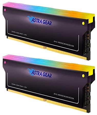 ASTRA GEAR RGB DDR4 16GB (2 x 8GB) 3200MHz (PC4-25600) CL16 Desktop Upgrade Gaming Memory Module Ram AHL16E6SC8G8E8G32K