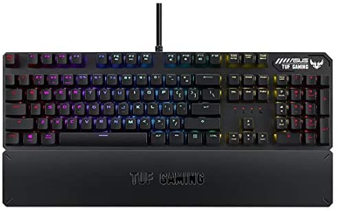 ASUS Mechanical PC Gaming Keyboard for PC – TUF K3 | Programmable Onboard Memory | Dedicated Media Controls, Aura Sync RGB Lighting | Detachable Magnetic Wrist Rest | Highly Durable | Black