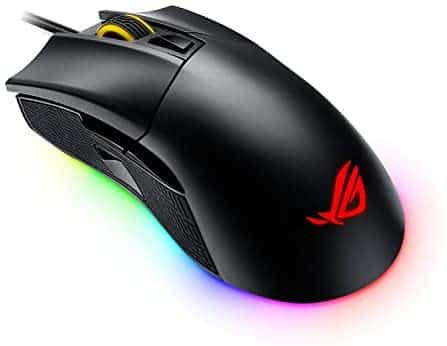ASUS Optical Gaming Mouse – P502 ROG Gladius II | Ergonomic Right-hand Grip | PC Gaming Mouse for FPS Games | 12000 DPI Optical Sensor | Omron Switches | 6 Buttons | Aura Sync RGB Lighting