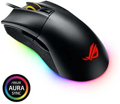 ASUS ROG Gladius II Origin Wired USB Optical Ergonomic FPS Gaming Mouse featuring Aura Sync RGB, 12000 DPI Optical, 50G Acceleration, 250 IPS sensors and swappable Omron switches,Black