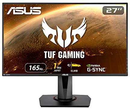 ASUS TUF Gaming 27” 1080P Monitor (VG279QR) – Full HD, IPS, 165Hz (Supports 144Hz), 1ms, Extreme Low Motion Blur, G-SYNC Compatible, Shadow Boost, VESA Mountable, DisplayPort, HDMI, Height Adjustable
