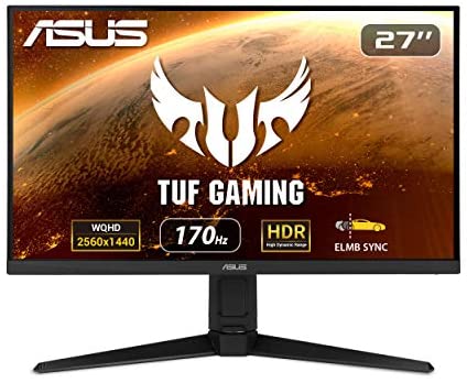 ASUS TUF Gaming 27″ 2K Monitor (VG27AQL1A) – WQHD (2560 x 1440), IPS, 170Hz (Supports 144Hz), 1ms, Extreme Low Motion Blur, DisplayHDR, Speaker, G-SYNC Compatible, VESA Mountable, DisplayPort, HDMI