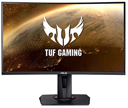 ASUS TUF Gaming VG27VQ 27” Curved Monitor, 1080P Full HD, 165Hz (Supports 144Hz), Freesync, 1ms, Extreme Low Motion Blur, Eye Care, DisplayPort HDMI,Black