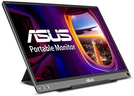 ASUS ZenScreen MB16ACE 15.6” Portable USB Type-C Monitor Full HD (1920 x 1080) IPS Eye Care with Lite Smart Case External screen for laptop,Dark Gray