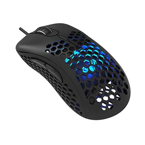 AULA F810 Ultralight Honeycomb Shell Gaming Mouse, with RGB Rainbow Backlit, 2 Side Buttons, 6400 DPI Ergonomic Optical Games Grip, Lightweight USB Wired PC Mac Laptop, Desktop Computer Mice (Black)