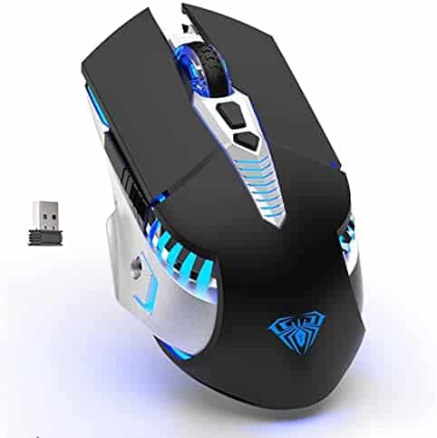 AULA SC200 Bluetooth Gaming Mouse Rechargeable, Built-in 800mAh Battery, 3 Mode(BT5.0, BT3.0 & 2.4G) Switch 3 Devices, Ergonomic Wireless Gaming Mice, for MAC Laptop/Desktop/Tablet/Cellphone (Black)