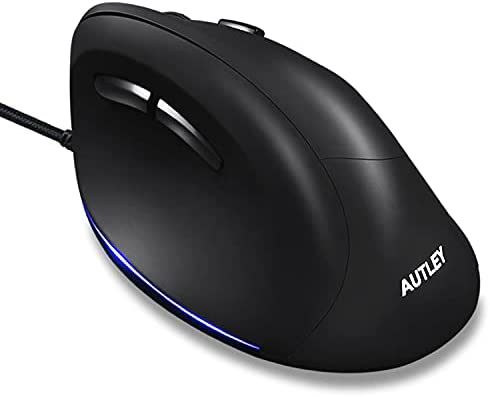 AUTLEY Wired Ergonomic Mouse, USB Computer Vertical Mouse, 1000/1600/2400/3200 DPI, 5.9ft Cord, Better for Large Hands (M19W)