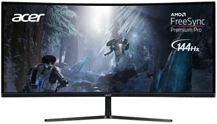 Acer EI342CKR Pbmiippx 34″ 1500R 21:9 Curved QHD (3440 x 1440) Zero-Frame Gaming Monitor | AMD FreeSync Premium Pro | Up to 144Hz | 1ms VRB | HDR 400 | 93% DCI-P3 (2 x Display Ports & 2 x HDMI Ports)