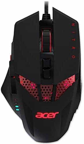 Acer Nitro Gaming Mouse – Customizable Weight to Maximize Your Gameplay, 8 Buttons and 6 Adjustable DPI Lighting, Black (NMW810)