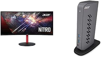 Acer Nitro XZ342CK Pbmiiphx 34″ 1500R Curved WQHD Gaming Monitor, AMD Radeon Freesync, 144Hz, DP & 2 x HDMI 2.0 with Acer USB 3.0 Dock U301, 2 x HDMI | 1 x USB 3.1 | 4 x USB 2.0| 2 x USB 3.1 Gen 1