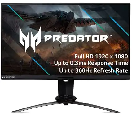 Acer Predator X25 bmiiprzx 24.5″ FHD (1920 x 1080) Dual Drive IPS Gaming Monitor | NVIDIA G-SYNC | Up to 360Hz | Up to 0.3ms | 99% sRGB | 400nit | DisplayHDR 400 | Display Port 1.4 & 2 x HDMI 2.0