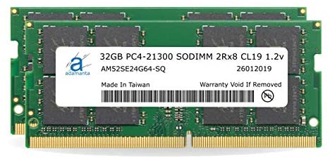 Adamanta 64GB (2x32GB) Memory Upgrade for 2019 & 2020 Apple iMac 27″ (iMac 19,1 iMac 20,1 iMac 20,2) Retina 5K Display, 2018 Mac Mini DDR4 2666Mhz PC4-21300 SODIMM 2Rx8 CL19 1.2v DRAM RAM