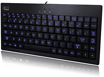 Adesso AKB-110EB – SlimTouch 110 3-Color Illuminated Mini Keyboard, 12 inches, Black