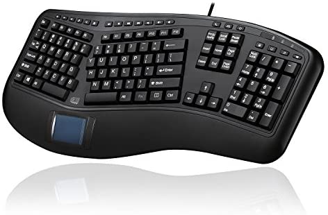 Adesso AKB-450UB – Ergonomic Keyboard with Built-in Touchpad, Wired, Multimedia Hotkeys, Split Keys Design, Built-in Palm Rest for Comfort – Compatible for PC & Windows XP/7/8/10