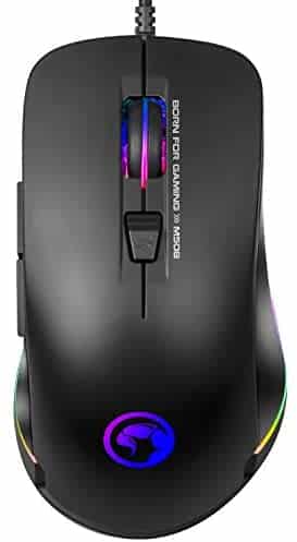Advanced Gaming Mouse MARVO RGB Backlit Laptop Mouse 3200 DPI 7 Button USB Wired Computer Mouse with Adjustable Backlight Gaming Mice Fit for PC/Laptops/Computer, Ergonomic Design