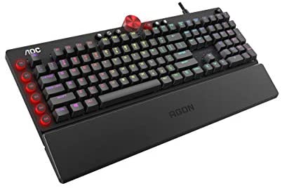 Agon Tournament-Grade RGB Gaming Mechanical Keyboard, Cherry MX Blue Switches, NKRO, Dedicated Macro & Multimedia Buttons, Light FX Sync, G-Tools Software (AGK700)