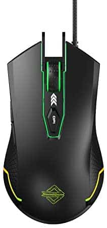Ajazz AJ203 RGB Gaming Mouse, 10000 DPI 6 Programmable Buttons, Ergonomic Computer Mouse for Office Games and Daily Use, Black