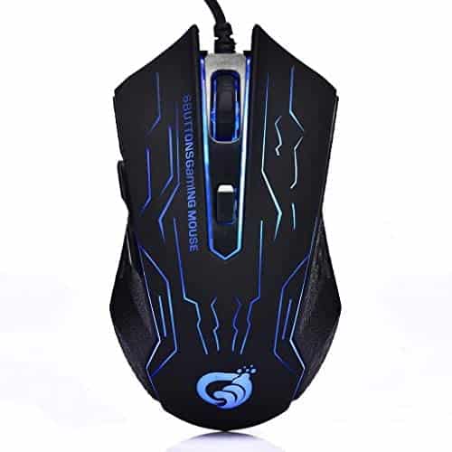 Ajiestour Wired Gaming Mouse 6 Buttons 2400 DPI Adjustable Mute Optical Mice for PC Laptop Notebook Computer