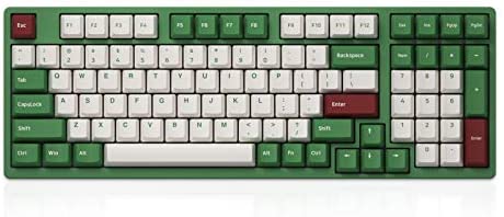 Akko 98-Key 1800 Compact Wired Mechanical Gaming Keyboard, Matcha Red Bean Themed Programmable Keyboard,  PBT Doubleshot Keycaps and Anti-Ghosting (Gateron Orange Tactile Switch)