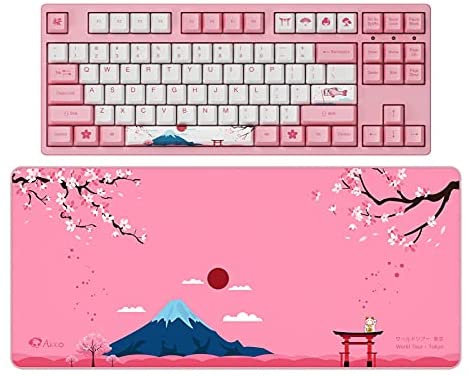 Akko World Tour Tokyo 3087 R1 Keyboard and Mousepad Set, Programmable with OEM Profiled PBT Dye-Sub Keycaps and N-Key Rollover (Akko 2nd Gen Orange Tactile Switch)