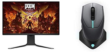 Alienware New AW2720HF 27 Inch FHD IPS LED Edgelight 2019 Monitor & Wired/Wireless Gaming Mouse AW610M: 16000 DPI Optical Sensor – 350 Hour Battery Life – 7 Buttons – 3-Zone Alienfx RGB Lighting