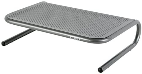 Allsop Metal Art Jr. Monitor Stand, 14-Inch wide platform holds 40 lbs with keyboard storage space – Pewter (27021)