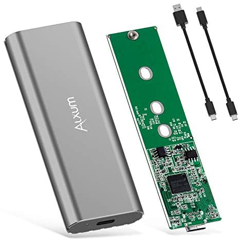 Alxum M.2 NVME SSD Enclosure Aluminum Alloy, NVME to USB SSD Adapter USB 3.1 Gen 2 10Gbps, PCIe NVME M Key Reader ASM2362, Support 2230/2242/2260/2280 SSD, UASP & Trim, Included USB Type-A & C Cable