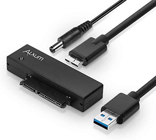 Alxum USB 3.0 to SATA Converter Cable for 2.5 & 3.5 inches SSD HDD, Hard Drive Adapter with 12V 2A Power Adapter and USB 3.0 Cable Included