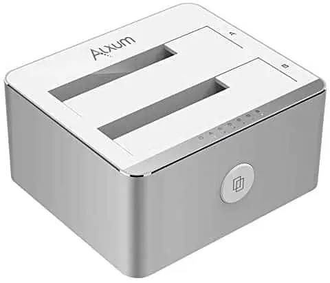 Alxum USB 3.0 to SATA Hard Drive Docking Station for 2.5 or 3.5 inches HDD/SSD, SATA I/II/III Hard Drive Duplicator Dock, Support 2X 18TB Drives & UASP with Offline Clone Function, Aluminum Silver
