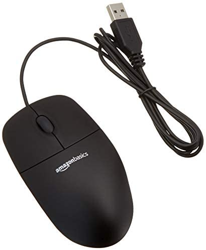 Amazon Basics 3-Button USB Wired Computer Mouse (Black), 1-Pack