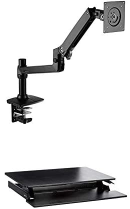Amazon Basics Adjustable-Height Standing Desk Converter with Single Monitor Arm
