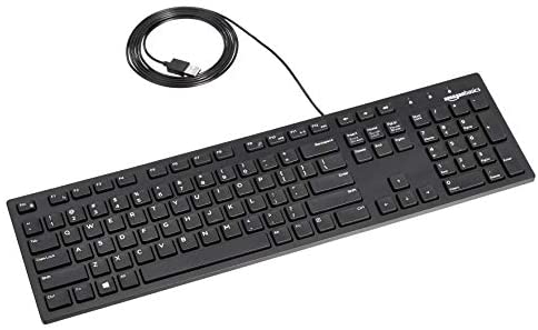 Amazon Basics Matte Black Wired Keyboard – US Layout (QWERTY)