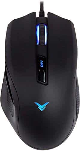 Amazon Basics Multi-color Ergonomic PC Gaming Mouse – Programmable Macros, 3200 Adjustable DPI