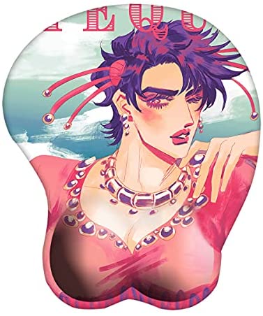 Anime Mouse Pads with Wrist Rest Support Soft Silicone Ergonomic 3D Mouse Pad Mat Gaming Mousepad for Computer Laptops (JoJo-11.3oz)