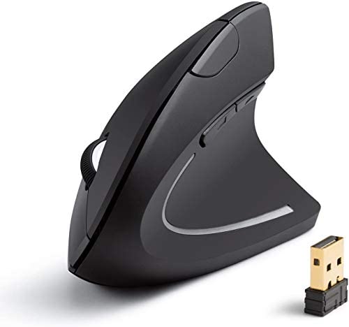 Anker 2.4G Wireless Vertical Ergonomic Optical Mouse, 800 / 1200 /1600 DPI, 5 Buttons for Laptop, Desktop, PC, Macbook – Black