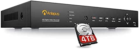 Anlapus 5MP Lite 16 Channel H.265+ Security DVR Digital Video Recorder with 4TB Hard Drive, Home CCTV Hybrid 4-in-1 DVR for Analog/AHD/TVI/CVI Surveillance Cameras, Black, A1R-AGX4-B4S-A