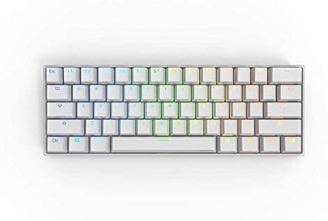 Anne 2 PRO, 60% Wired/Wireless Mechanical Keyboard True RGB Backlit – Tap Arrow Keys – Double Shot PBT Keycaps – NKRO – 1900mAh Battery (Gateron Red, White)