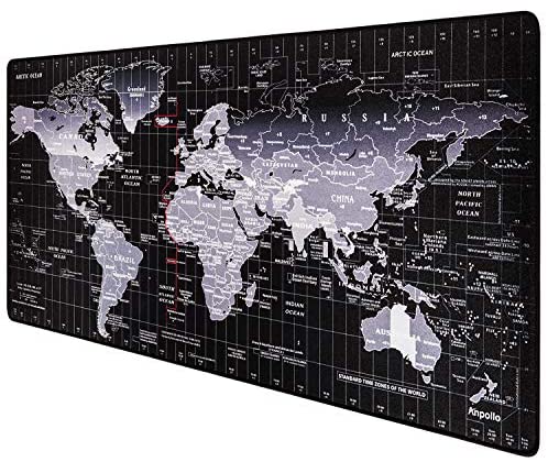 Anpollo Extended Large Speed Gaming Mouse Pad Gaming XXL Large Carpet Mouse Mat Pad 900x400mm Dimensions with Non-Slip Rubber-World map
