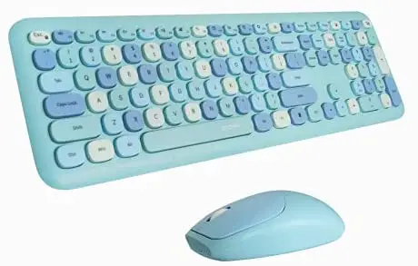 Arcwares Wireless Keyboard Mouse Combos, Compact Full Size 110 Keys Silent Keyboard, 2.4G USB Wireless Colorful Keyboard Set, for Pc Desktops Computer Laptop