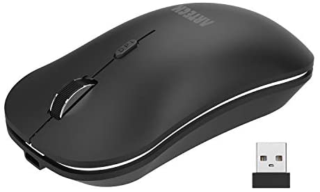 Arteck 2.4G Wireless Mouse with Nano USB Receiver Ergonomic Design Silent Clicking for Computer / Desktop / PC / Laptop and Windows 10/8/7 Build in Rechargeable Battery – Black