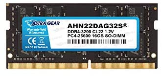Astra Gear 16GB(16GBx1) 3200MHz(PC4-25600) DDR4 Gaming Laptop Notebook Computer Memory Upgrade Ram Module Non ECC SO-DIMM 260 Pin(AHN22DAG32S)