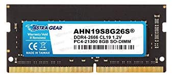 Astra Gear 8GB(8GBx1) 2666MHz(PC4-21300) DDR4 Gaming Laptop Notebook Computer Memory Upgrade Ram Module Non ECC-SO-DIMM 260 Pin(AHN19S8G26S)